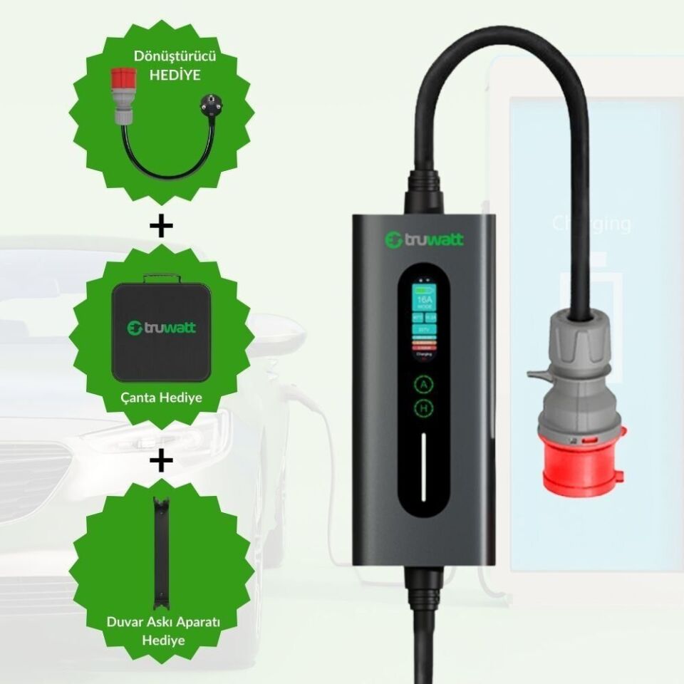 Truwatt ZTA420 Taşınabilir Elektrikli Araç Şarj Cihazı 16A/11kW/380V (20 metre)
