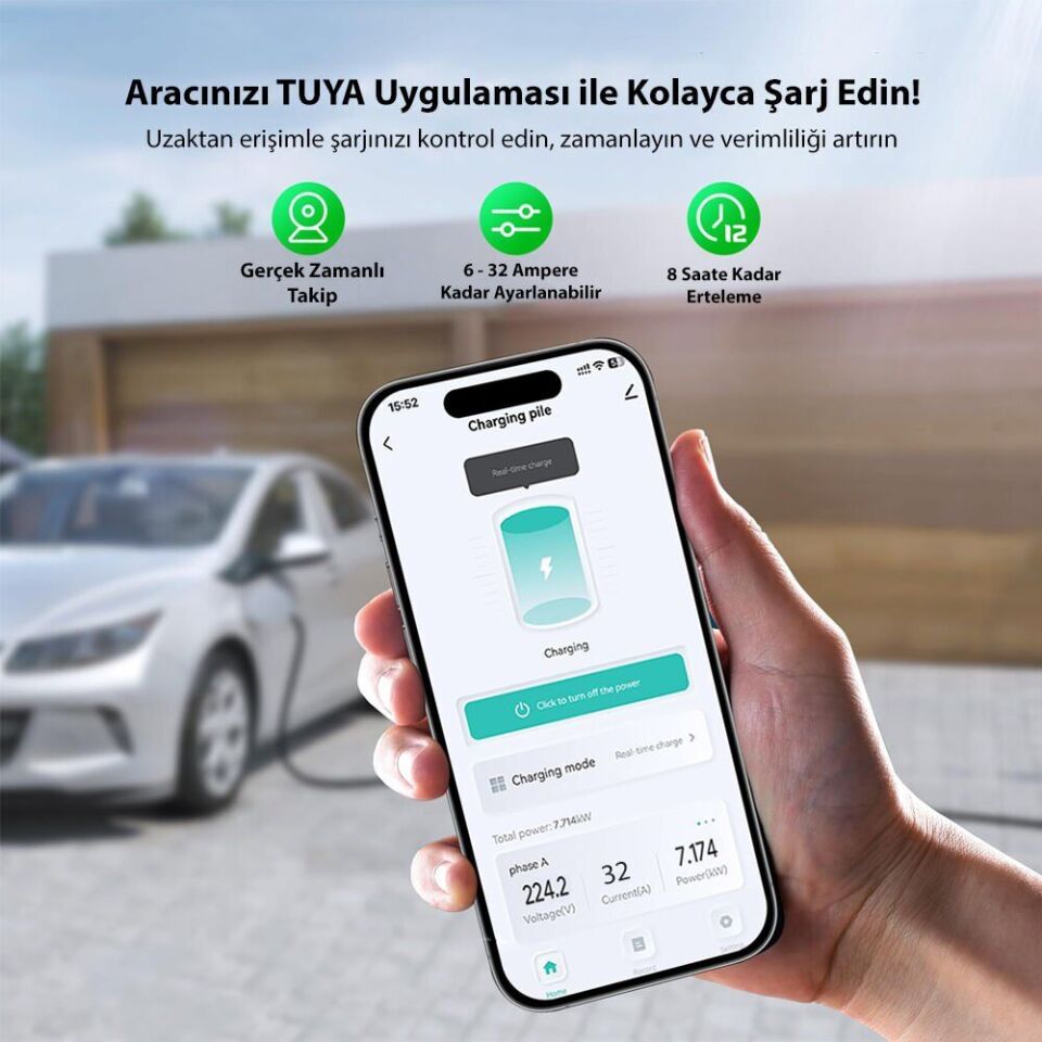 Truwatt ZTA505 Taşınabilir Elektrikli Araç Şarj Cihazı 32A/22kW/380V (5 metre)